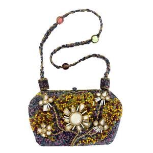 Mary Frances Vintage Blooming Beauty Beaded Hard Shell Shoulder Bag Clutch